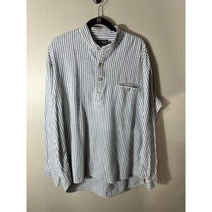 Lee Valley Ireland Grandfather Shirt Mens XXL Striped Henley Flannel Band Collar